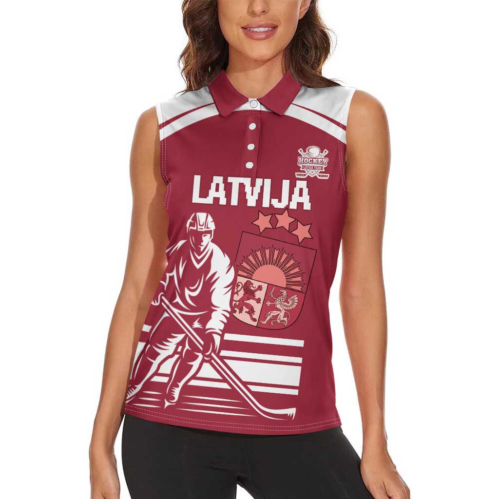 Custom Latvia Hockey Women Sleeveless Polo Shirt Latvija Latvija