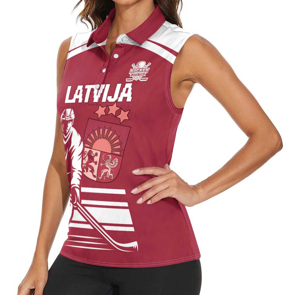 Custom Latvia Hockey Women Sleeveless Polo Shirt Latvija Latvija