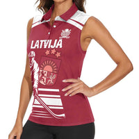 Custom Latvia Hockey Women Sleeveless Polo Shirt Latvija Latvija