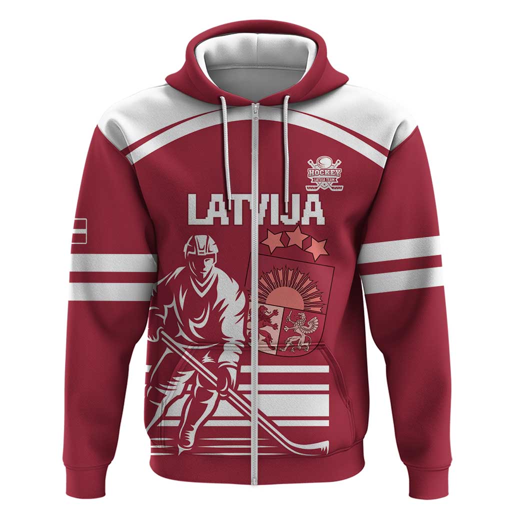 Custom Latvia Hockey Zip Hoodie Latvija Latvija