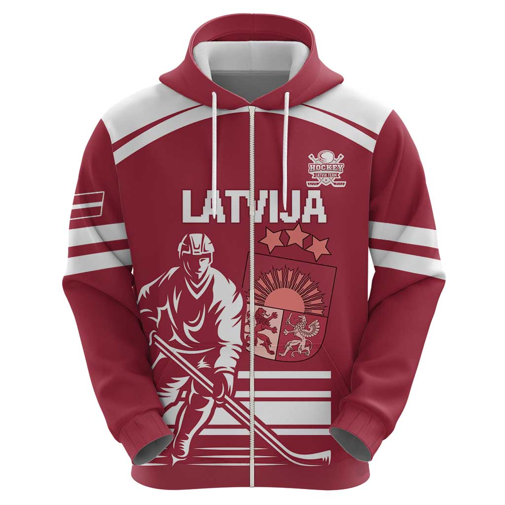 Custom Latvia Hockey Zip Hoodie Latvija Latvija