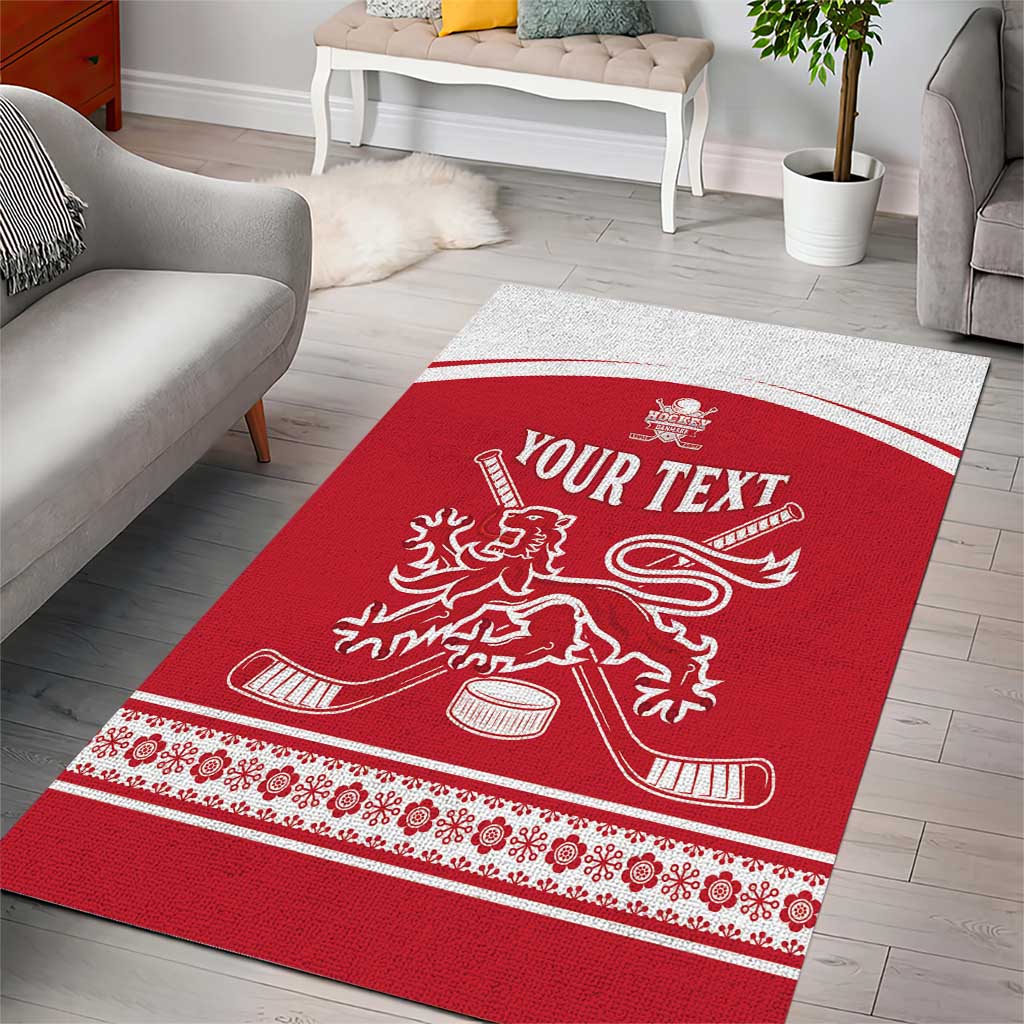 Custom Denmark Hockey Area Rug Come On Danish Lions