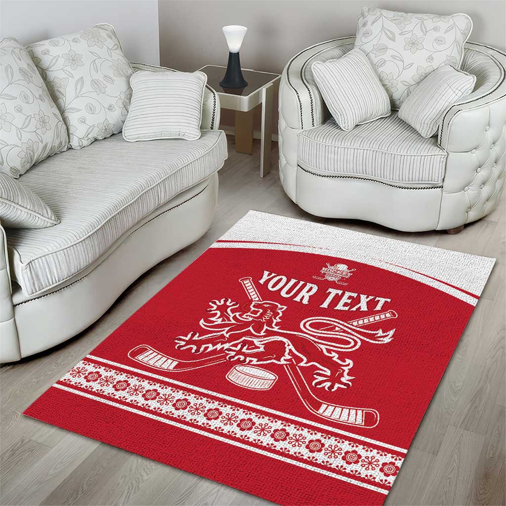 Custom Denmark Hockey Area Rug Come On Danish Lions