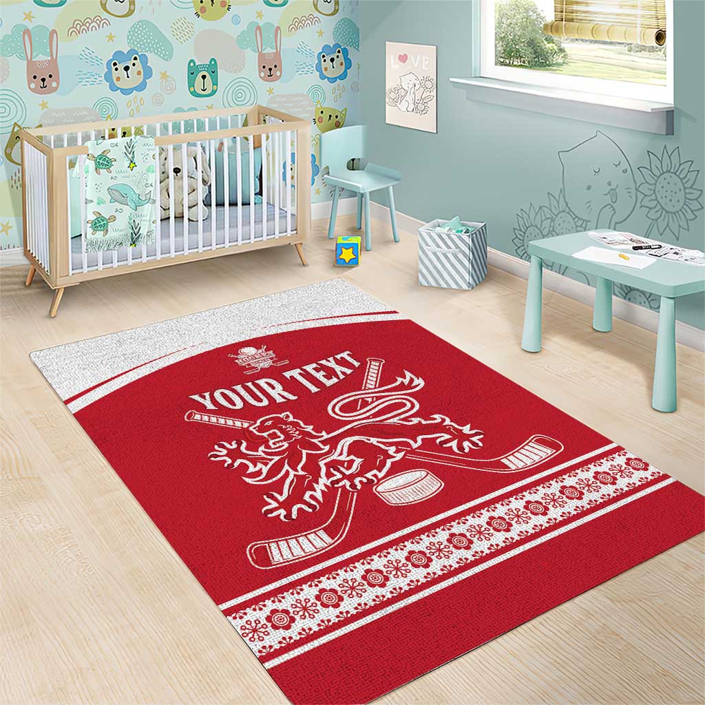 Custom Denmark Hockey Area Rug Come On Danish Lions