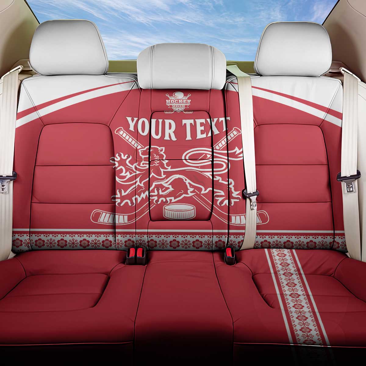Custom Denmark Hockey Back Car Seat Cover Come On Danish Lions