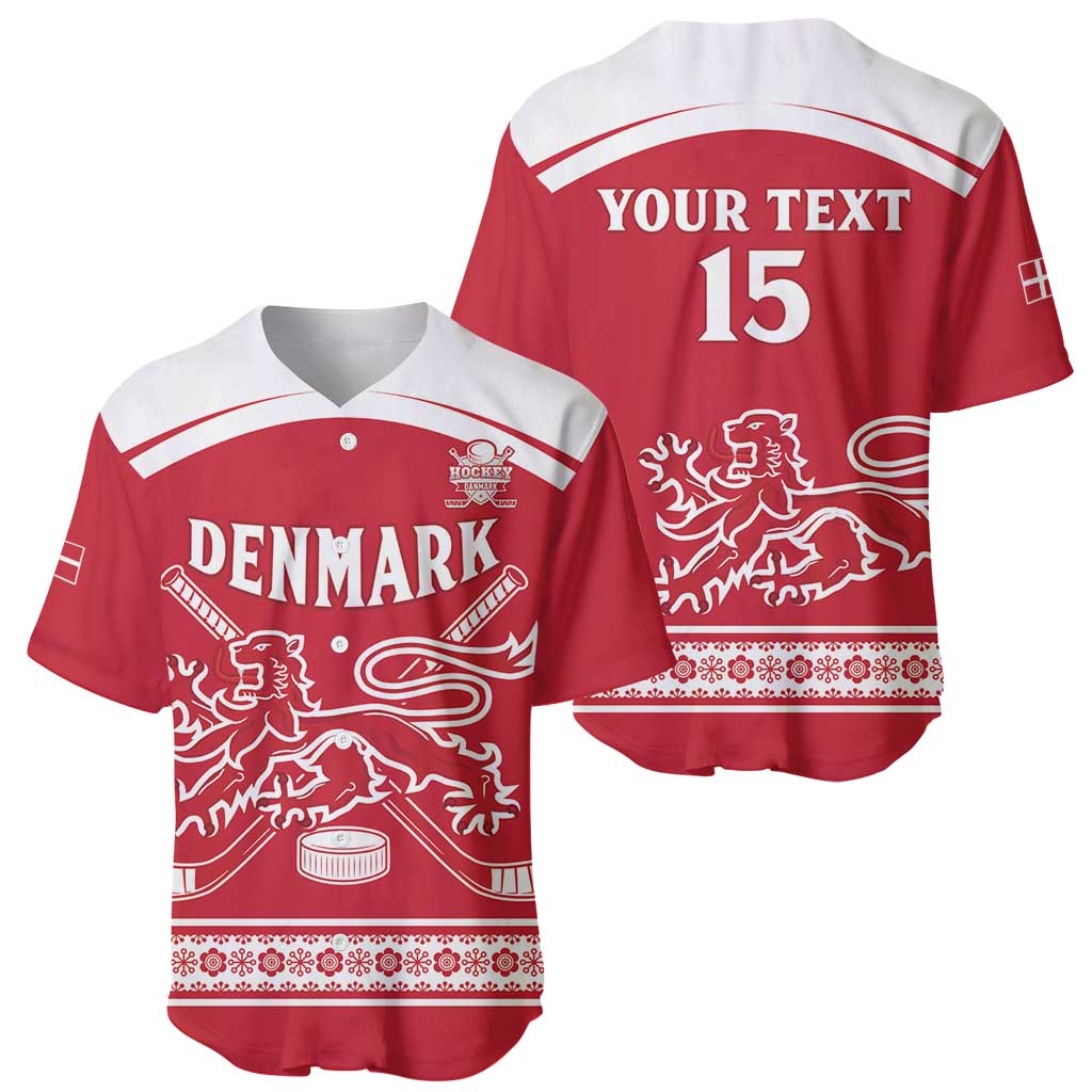 Custom Denmark Hockey Baseball Jersey Come On Danish Lions