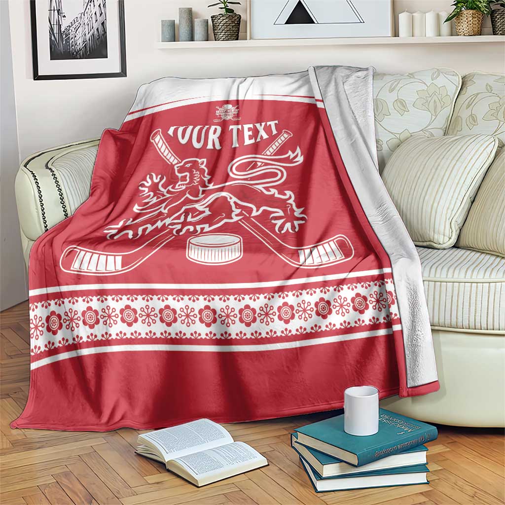 Custom Denmark Hockey Blanket Come On Danish Lions