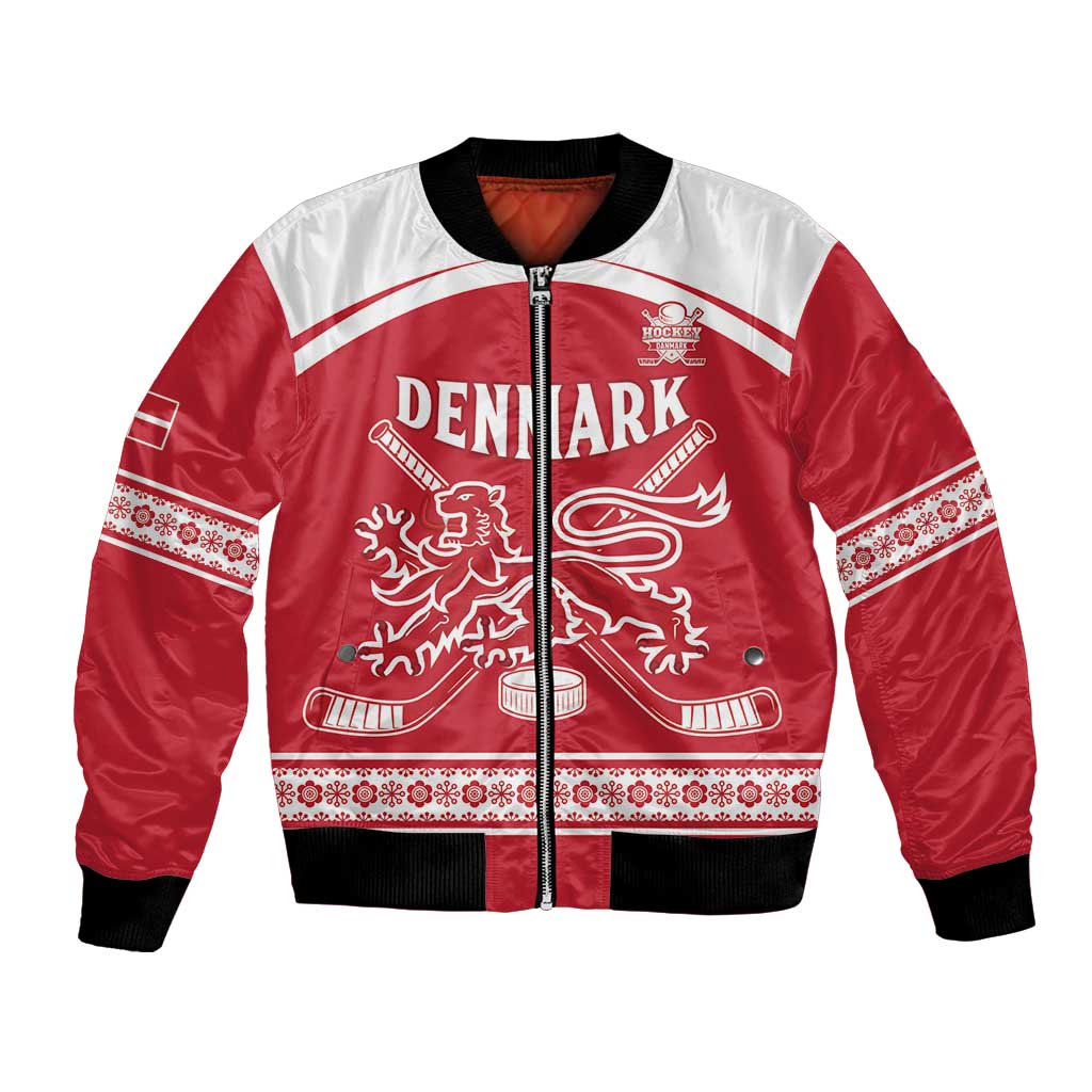 Custom Denmark Hockey Bomber Jacket Come On Danish Lions