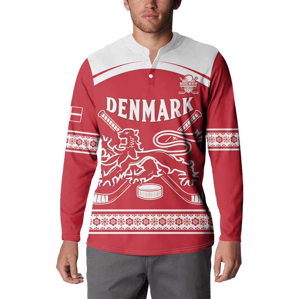 Custom Denmark Hockey Button Sweatshirt Come On Danish Lions