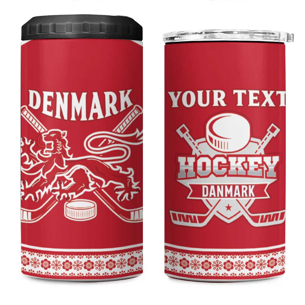 Custom Denmark Hockey 4 in 1 Can Cooler Tumbler Come On Danish Lions