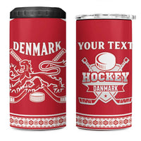 Custom Denmark Hockey 4 in 1 Can Cooler Tumbler Come On Danish Lions