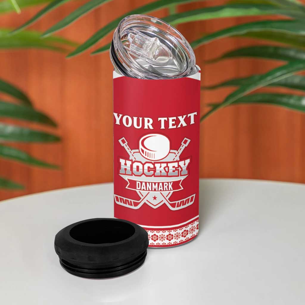 Custom Denmark Hockey 4 in 1 Can Cooler Tumbler Come On Danish Lions