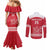 Custom Denmark Hockey Couples Matching Mermaid Dress and Long Sleeve Button Shirt Come On Danish Lions