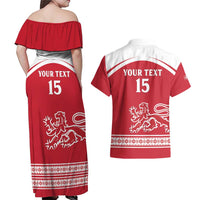 Custom Denmark Hockey Couples Matching Off Shoulder Maxi Dress and Hawaiian Shirt Come On Danish Lions