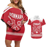 Custom Denmark Hockey Couples Matching Off Shoulder Short Dress and Hawaiian Shirt Come On Danish Lions