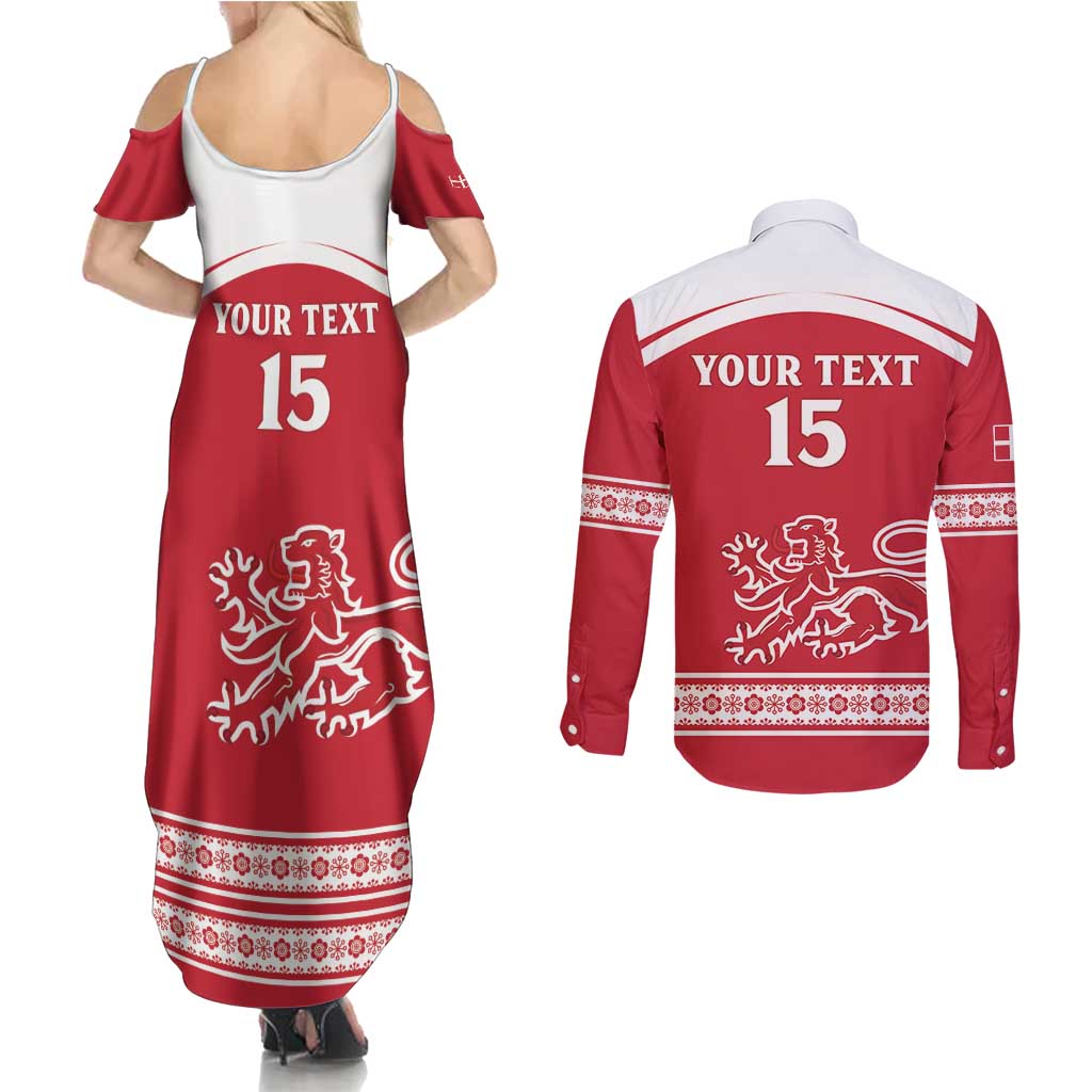 Custom Denmark Hockey Couples Matching Summer Maxi Dress and Long Sleeve Button Shirt Come On Danish Lions