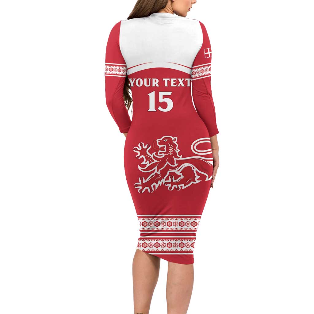 Custom Denmark Hockey Family Matching Long Sleeve Bodycon Dress and Hawaiian Shirt Come On Danish Lions