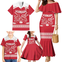 Custom Denmark Hockey Family Matching Mermaid Dress and Hawaiian Shirt Come On Danish Lions