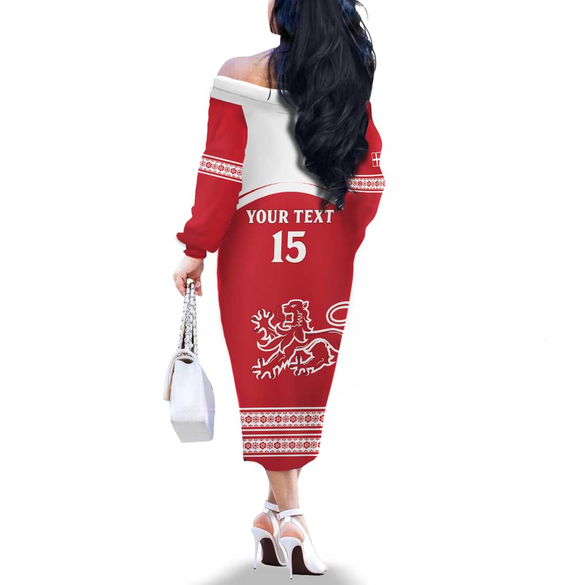 Custom Denmark Hockey Family Matching Off The Shoulder Long Sleeve Dress and Hawaiian Shirt Come On Danish Lions