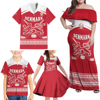 Custom Denmark Hockey Family Matching Off Shoulder Maxi Dress and Hawaiian Shirt Come On Danish Lions