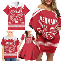 Custom Denmark Hockey Family Matching Off Shoulder Short Dress and Hawaiian Shirt Come On Danish Lions
