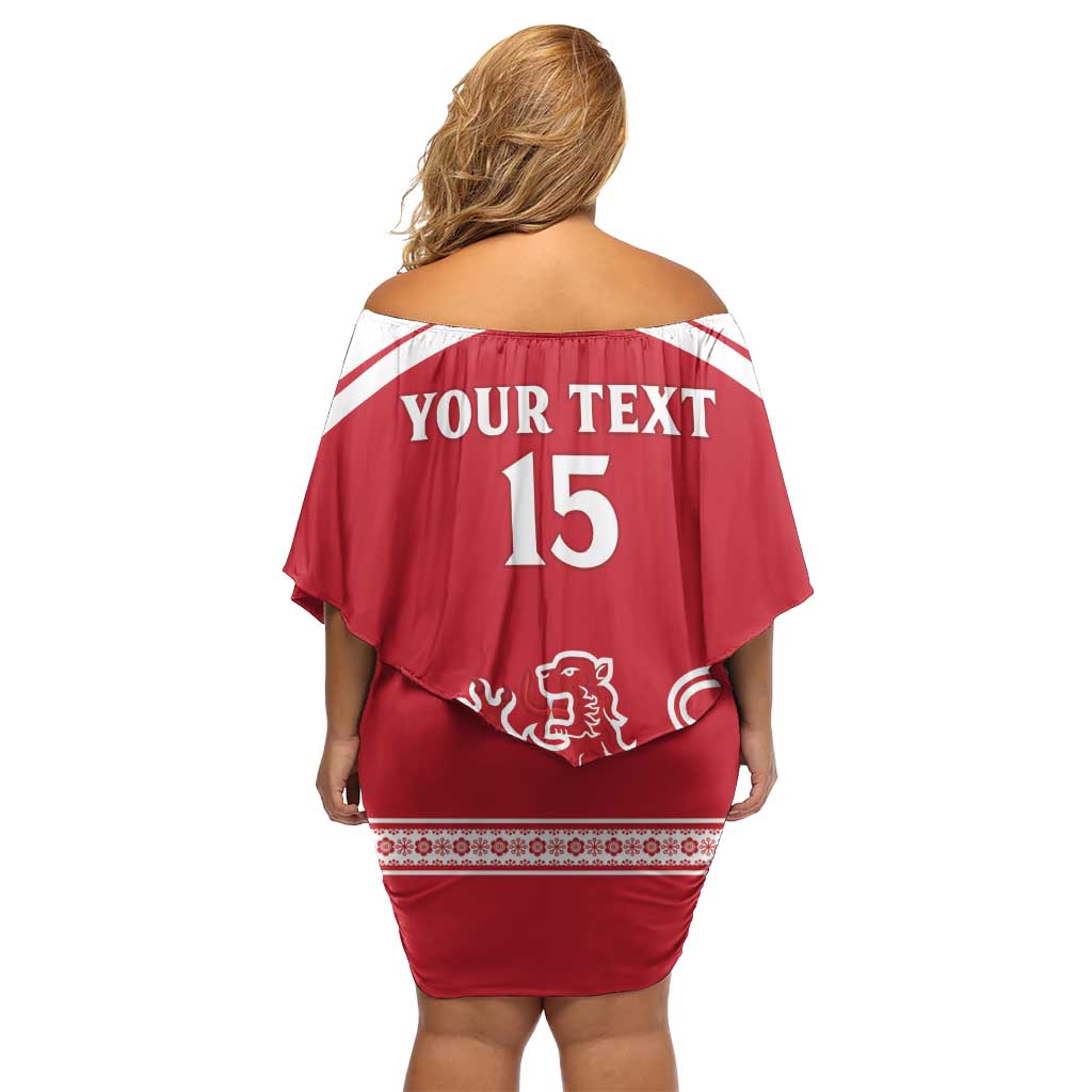 Custom Denmark Hockey Family Matching Off Shoulder Short Dress and Hawaiian Shirt Come On Danish Lions