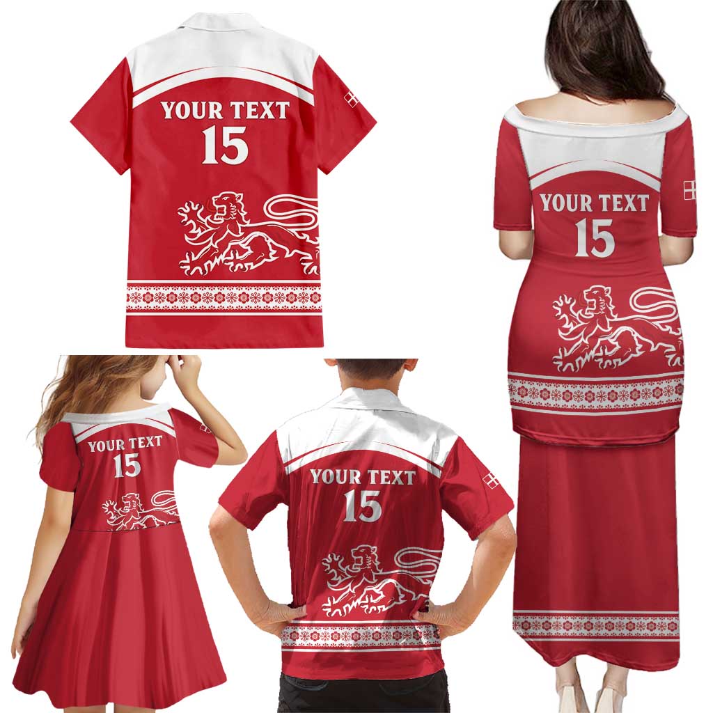 Custom Denmark Hockey Family Matching Puletasi and Hawaiian Shirt Come On Danish Lions