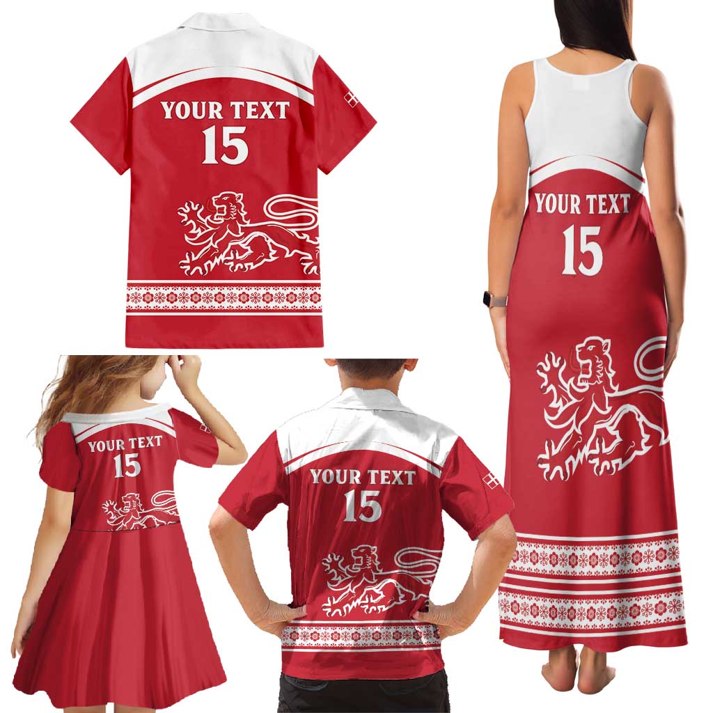 Custom Denmark Hockey Family Matching Tank Maxi Dress and Hawaiian Shirt Come On Danish Lions