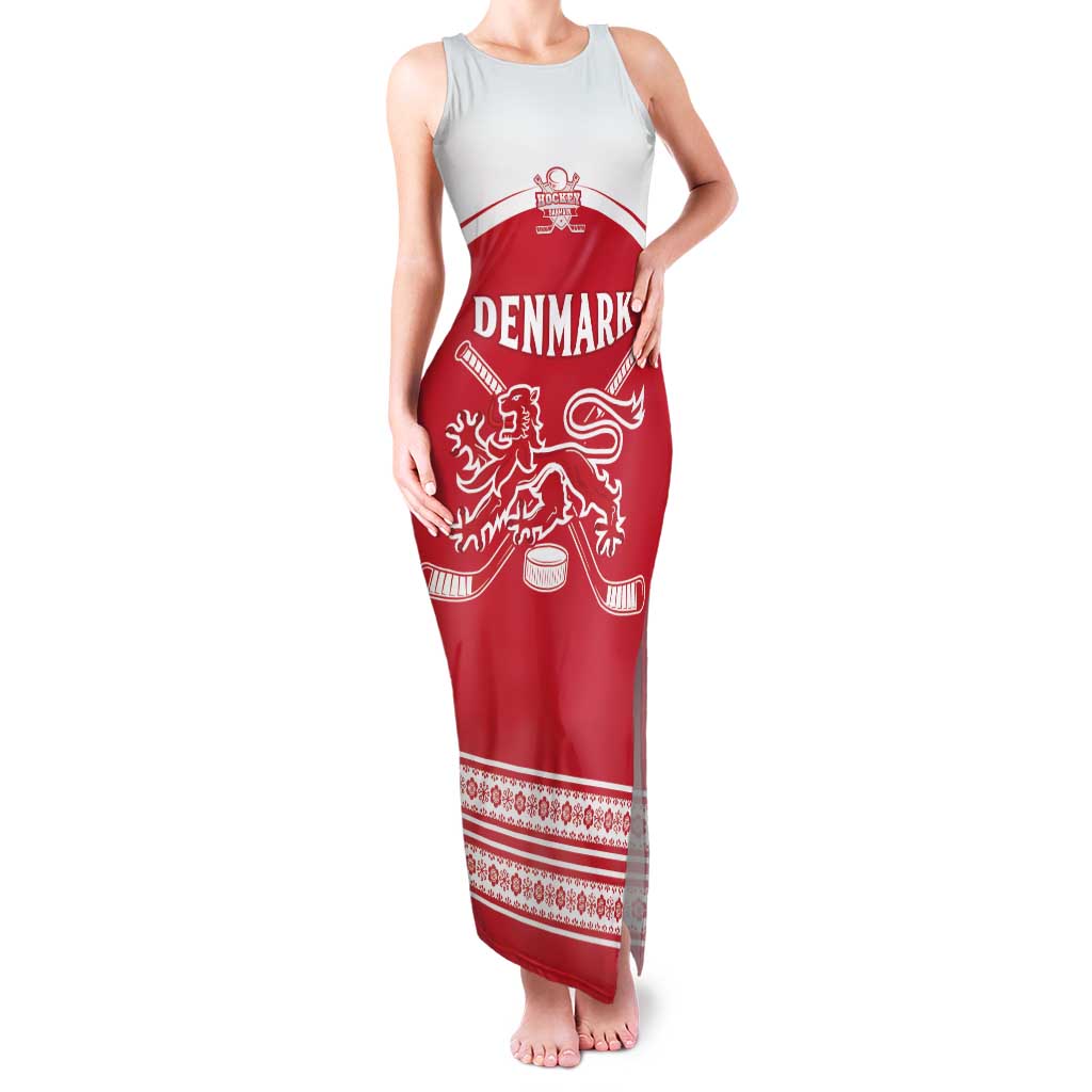Custom Denmark Hockey Family Matching Tank Maxi Dress and Hawaiian Shirt Come On Danish Lions