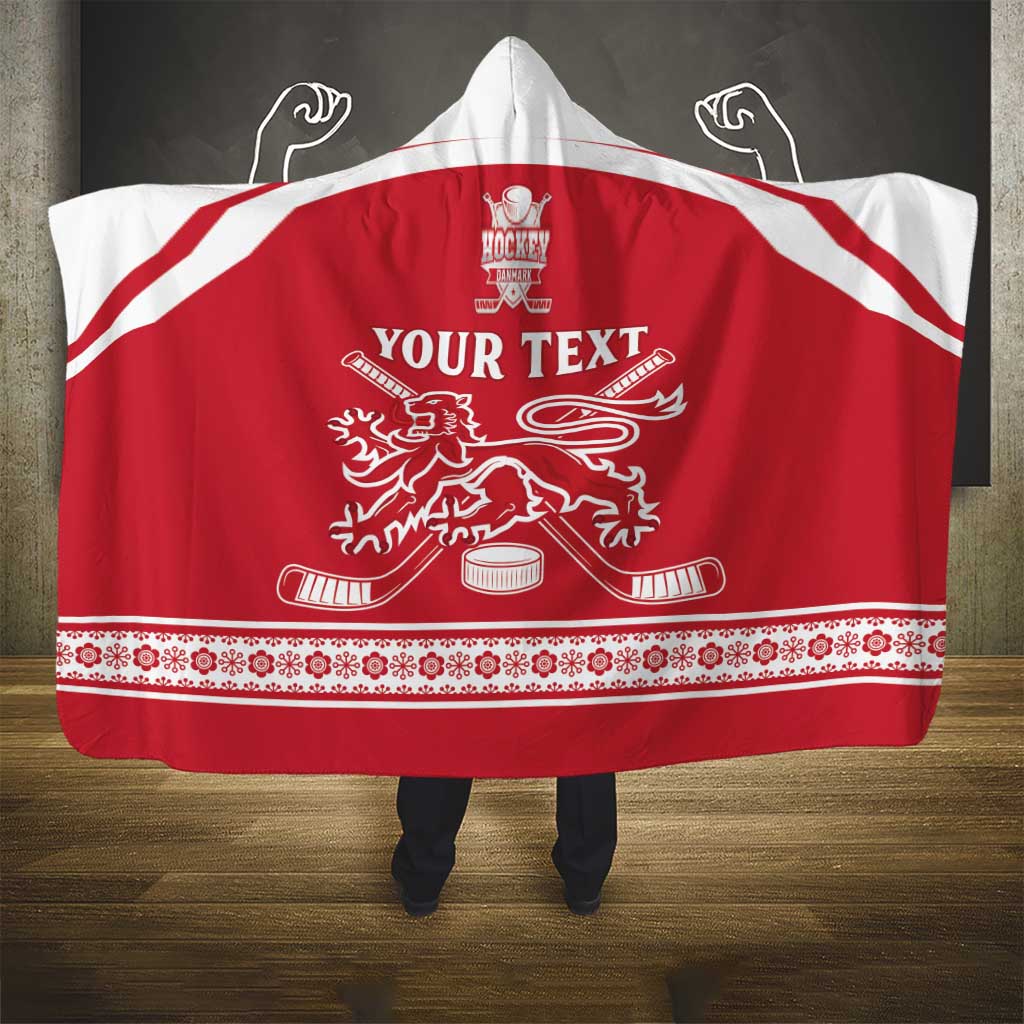 Custom Denmark Hockey Hooded Blanket Come On Danish Lions