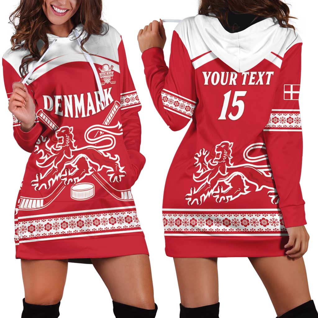 Custom Denmark Hockey Hoodie Dress Come On Danish Lions