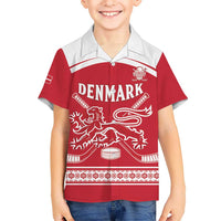 Custom Denmark Hockey Kid Hawaiian Shirt Come On Danish Lions