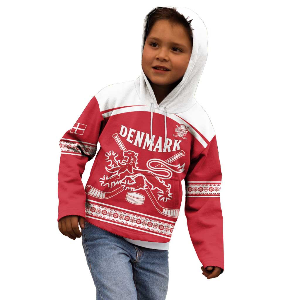 Custom Denmark Hockey Kid Hoodie Come On Danish Lions