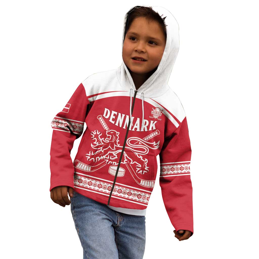 Custom Denmark Hockey Kid Hoodie Come On Danish Lions