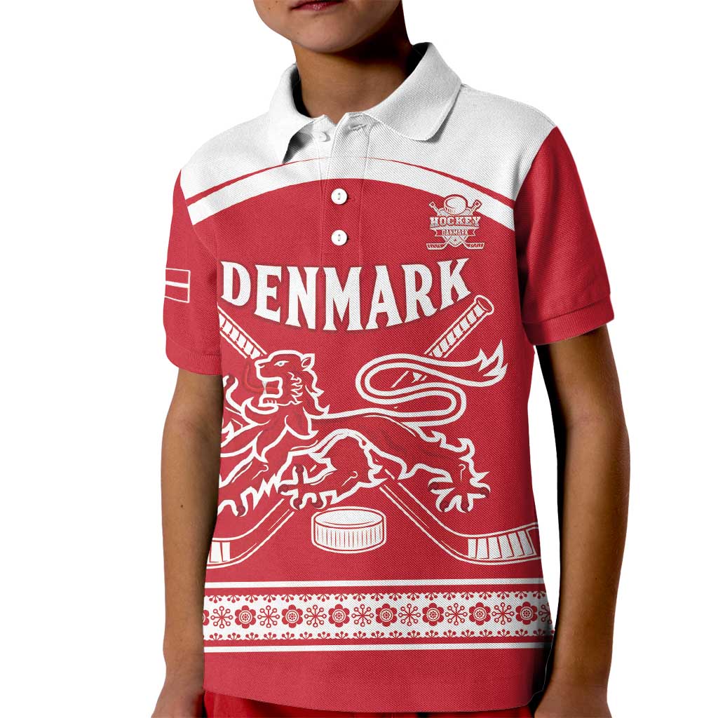 Custom Denmark Hockey Kid Polo Shirt Come On Danish Lions