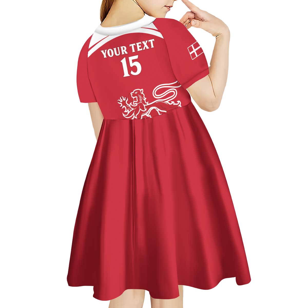 Custom Denmark Hockey Kid Short Sleeve Dress Come On Danish Lions