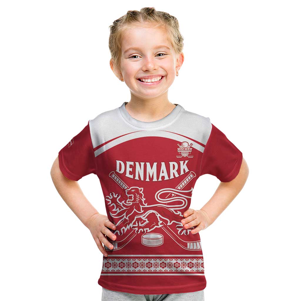 Custom Denmark Hockey Kid T Shirt Come On Danish Lions