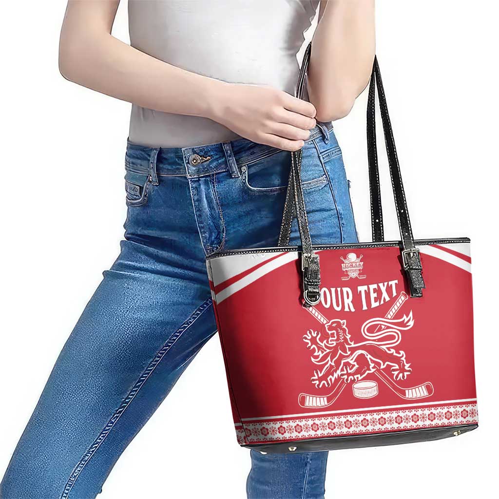 Custom Denmark Hockey Leather Tote Bag Come On Danish Lions