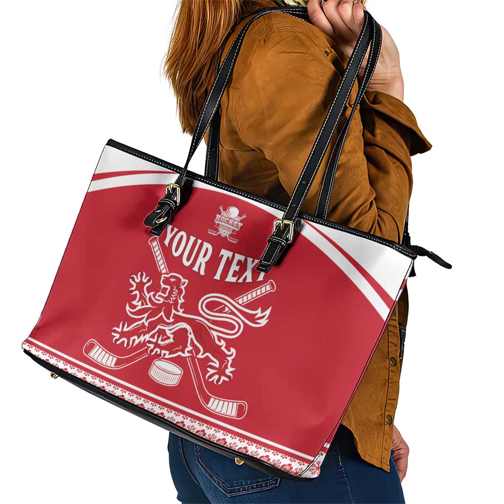 Custom Denmark Hockey Leather Tote Bag Come On Danish Lions