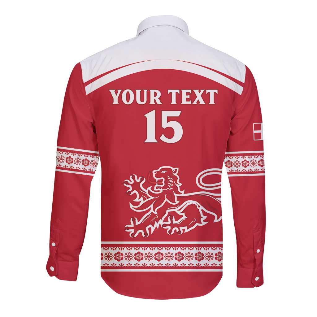 Custom Denmark Hockey Long Sleeve Button Shirt Come On Danish Lions