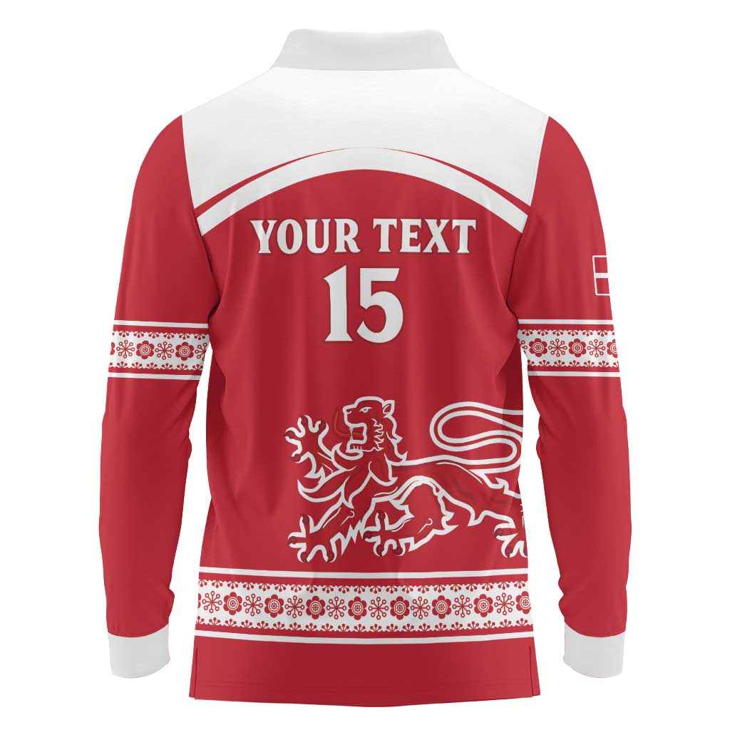 Custom Denmark Hockey Long Sleeve Polo Shirt Come On Danish Lions