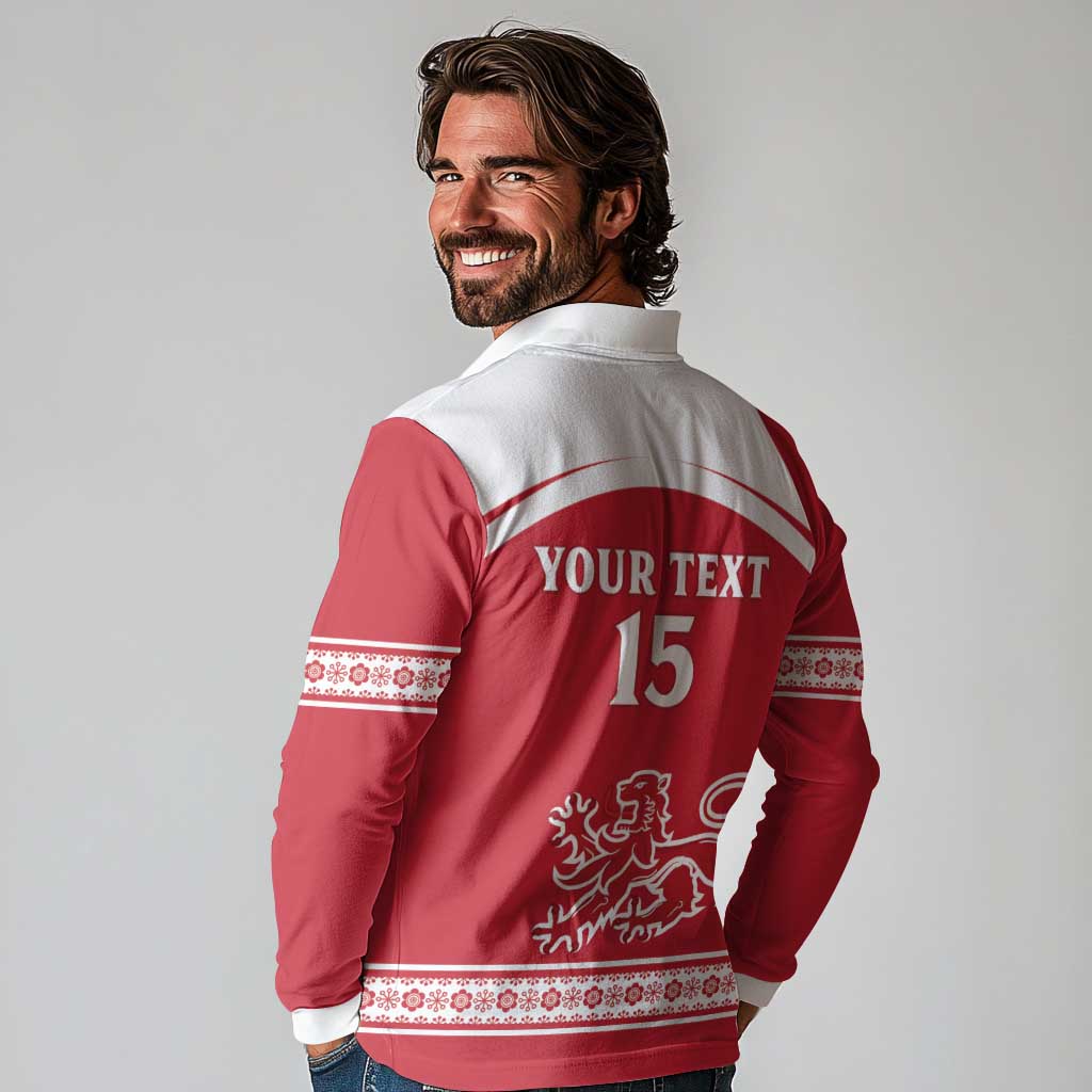 Custom Denmark Hockey Long Sleeve Polo Shirt Come On Danish Lions