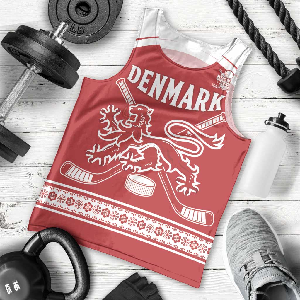 Custom Denmark Hockey Men Tank Top Come On Danish Lions