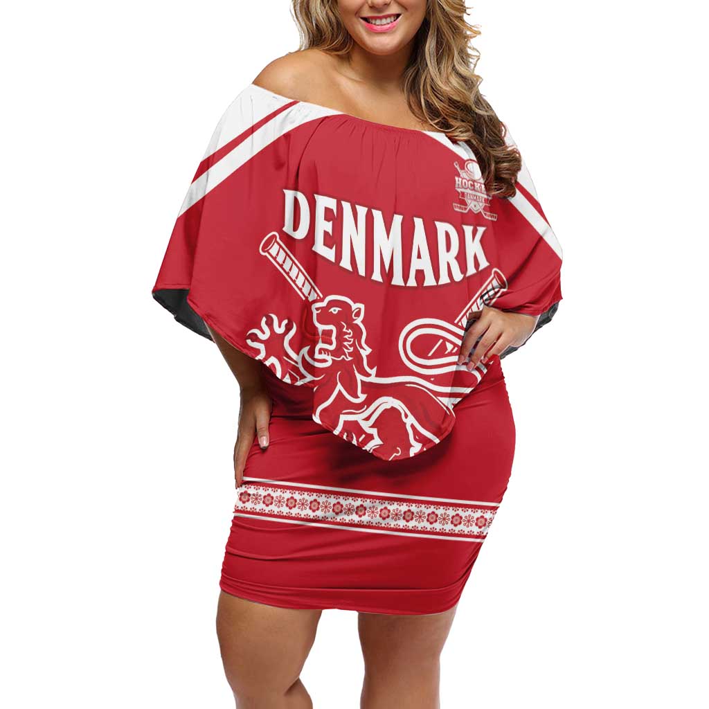 Custom Denmark Hockey Off Shoulder Short Dress Come On Danish Lions