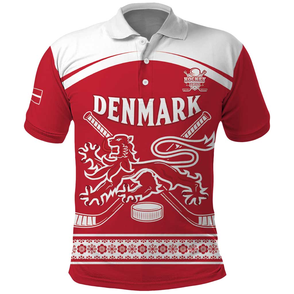 Custom Denmark Hockey Polo Shirt Come On Danish Lions