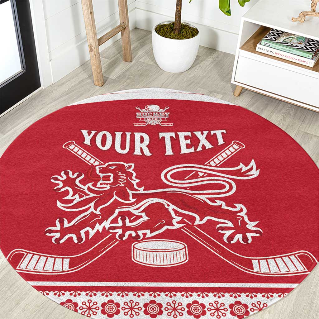 Custom Denmark Hockey Round Carpet Come On Danish Lions