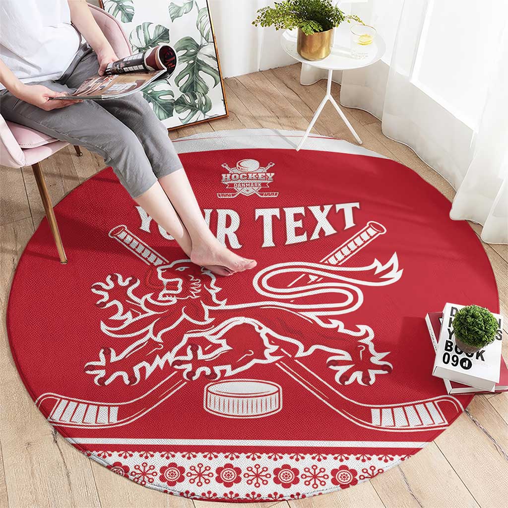 Custom Denmark Hockey Round Carpet Come On Danish Lions