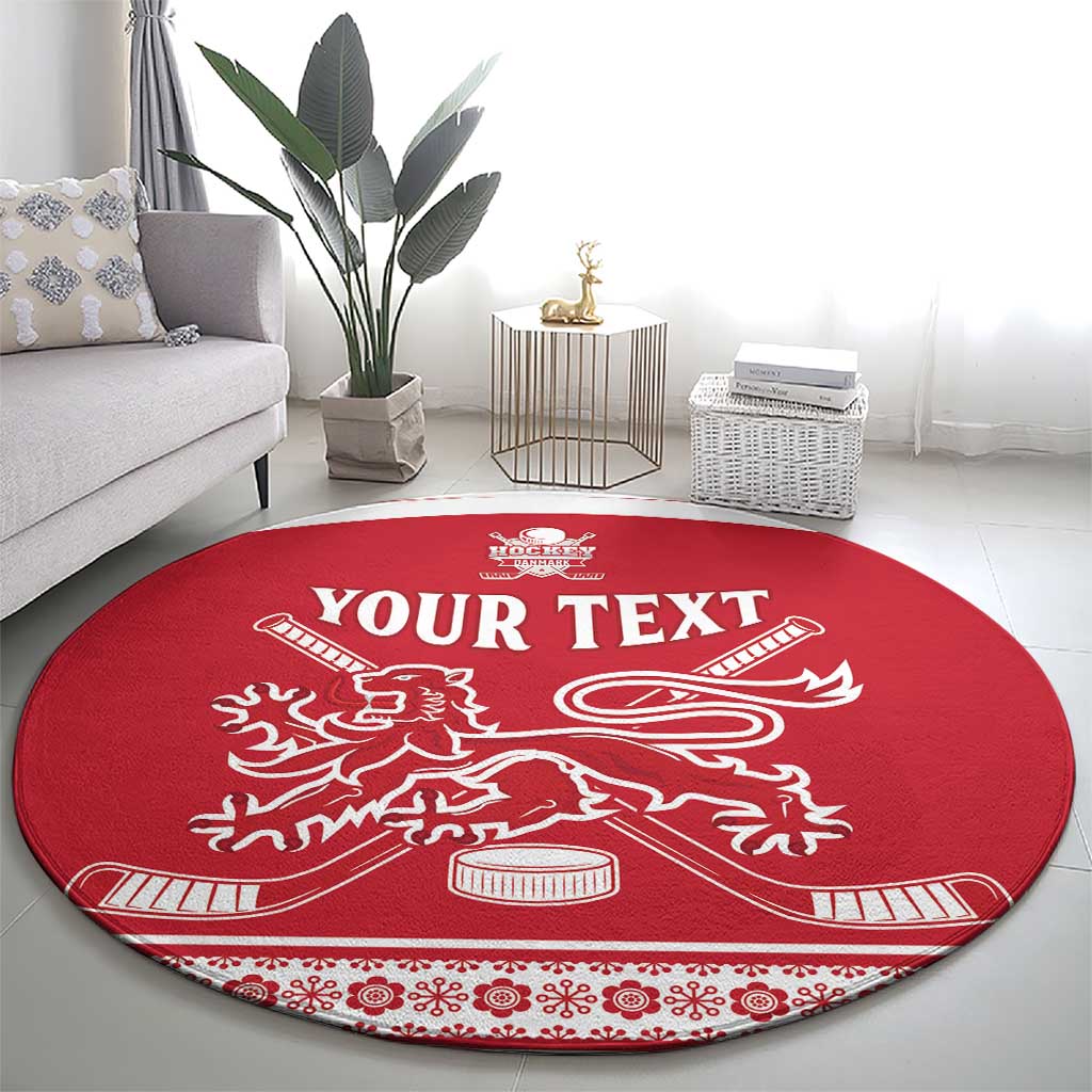 Custom Denmark Hockey Round Carpet Come On Danish Lions