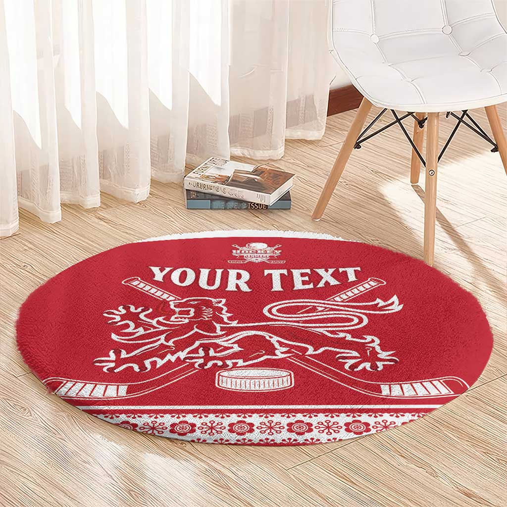 Custom Denmark Hockey Round Carpet Come On Danish Lions