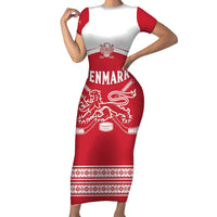 Custom Denmark Hockey Short Sleeve Bodycon Dress Come On Danish Lions